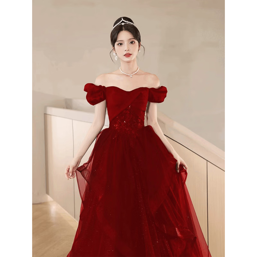 Minghuitong wedding dress bridal main yarn 2024 small red toast dress new wedding dinner party engagement party 2xl