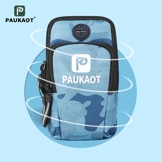 PAUKAOT running mobile phone arm bag sports men's and women's fitness wrist bag arm cover universal mobile phone bag armband fashion blue
