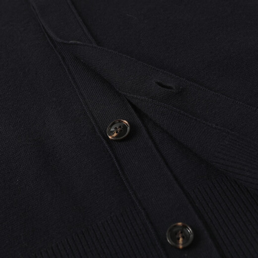 Hengyuanxiang Basulan worsted wool sweater men's machine washable sweater solid color casual V-neck sweater cardigan black navy L /175/92A