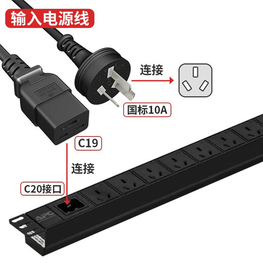 APC Schneider Cabinet PDU Socket Easy Rack Typ Plug-In 10A 16A Computerraum PDU Netzteil Stromverteilungseinheit Ersetzen Sie AP6201CH AP6221CH EPDU1016B-GB+ Eingangslinie National Standard 10A-C19