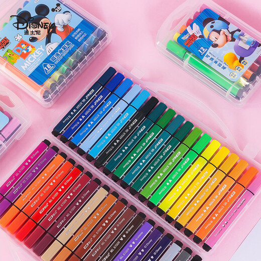 Disney 12-Farben Dreieck Stange Aquarell Stift Kinderwaschbar dicke Pole leicht zu halten Pinselstudentische Malerei Schreibwarenspielzeug Mickey-Serie DM20655-2m