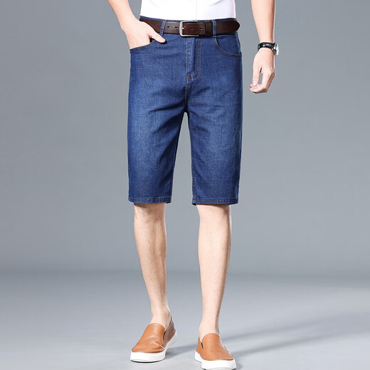 Pantalones cortos de mezclilla de mezclilla de mezclilla de yalu para hombres calzadas de moda de tierras de moda pantalones de verano nuevos pantalones para hombres 9850 azul 31 (circunferencia de dos pies cuatro cinturas)
