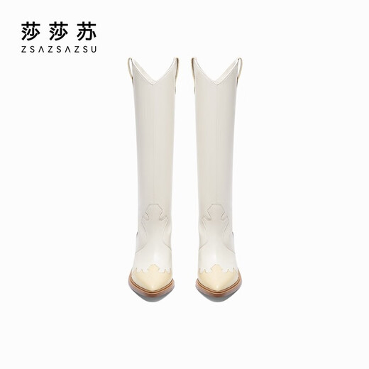 Sasasu [Milan Fashion Week] Sommer Martin Boots Frauenrock dünne Lederdicke Ferse Western Stiefel beige/hellgelb 37
