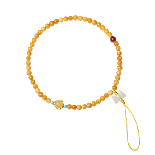 Chengyuanxiang CREORISETIN mobile phone chain beaded hand amber beeswax tortoise shell wrist mobile phone lanyard tourmaline four-leaf clover crystal beaded jewelry mobile phone chain 6mm