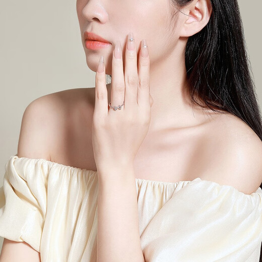 Mengjinyuan PT950 platinum ring fugitive princess bow open ring, birthday gift for girlfriend, about 2.1g