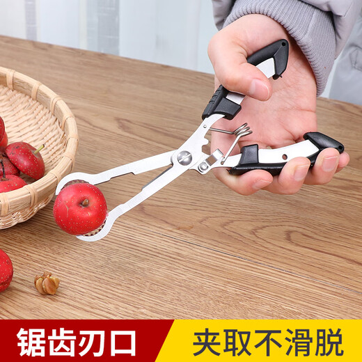 Necooks new hawthorn core removal tool, labor-saving core removal pliers, special candied haws core and seed remover, hawthorn core removal tool, standard blue model, with 3 replacement springs