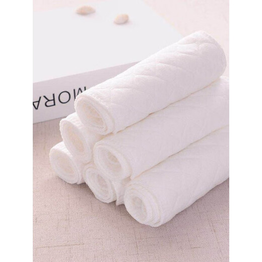 Bissi Windel rein ökologische Baumwolle atmungsaktive Babypable Windeln Pads für Kinder verlassen Meson-Stoff Neugeborenes Baby Harnkissen weiß [10 Stück] Rechteck-6-Schichten (32*12 cm)