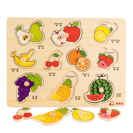 Fuhaier wooden fruit scratching board puzzle children's cognitive early education development toys infant and toddler panels matching boys and girls 3-5 years old baby intellectual enlightenment birthday Christmas gift
