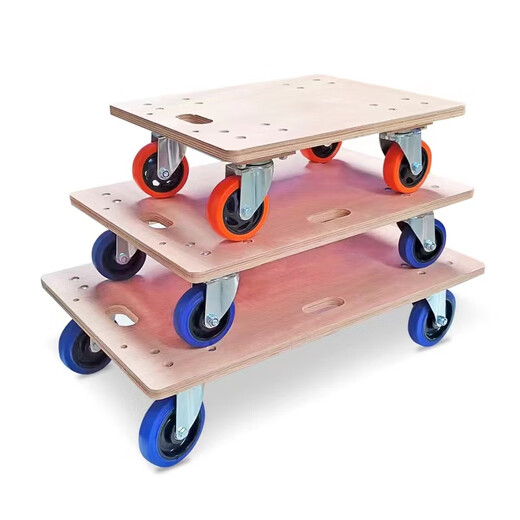 
XMSJ thickened wooden board truck flatbed turtle truck four-wheel trailer turnover truck truck truck household universal wheel gray 4840 with 2-inch wheel