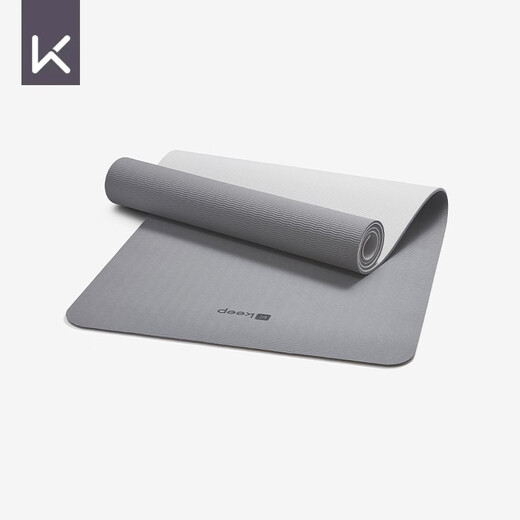 Halten Sie die Dehnungsmatte Yogamatte, zweifarbige, dicke, verlängerte Fitnessmatte, Slip-Yoga-Sprungmatte TPE 12801 Klassischer 61 cm dunkelgrau/silbergrau-7mm halten
