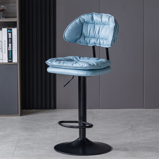 Qianniuwei bar chair modern simple swivel bar stool home backrest bar chair cashier lifting light luxury bar stool dark gray high model (sitting height 60-80cm) black feet