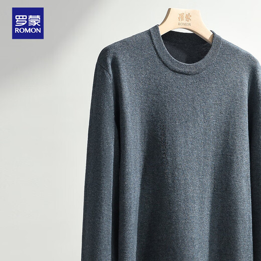 Romon [100% Wool] Pure Wool Sweater Men's Autumn and Winter Round Neck Sweater Men's Thin Pullover Bottoming Sweater Men's Clothing