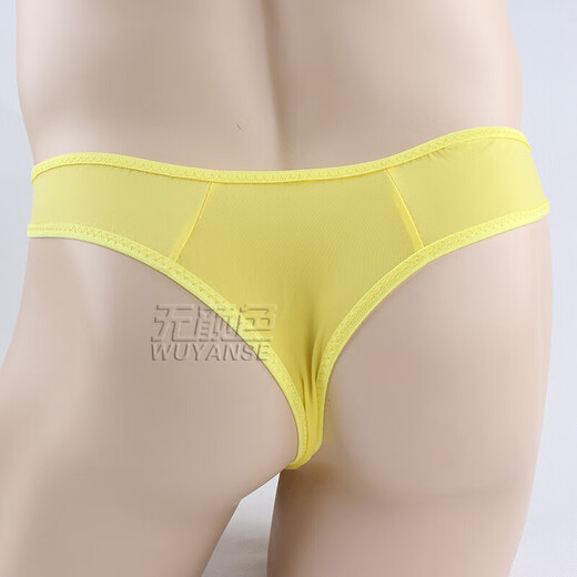 Erotic underwear, men's sexy underwear, soft silk, men's see-through front hole, hollow thong, men's sexy underwear, t-pants, adult sex products, SM masturbation pants, red, one size fits all