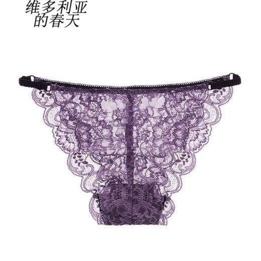 Victoria's Spring Authentic Women's Transparent Sexy Temptation Briefs Lace Large Size Low Waist Ultra-Thin Breathable Bikini Panties Women Purple S