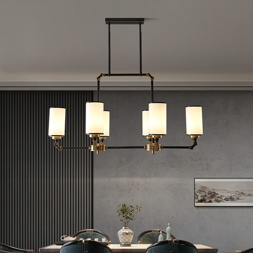 
Suyin new Chinese style living room lamp full copper chandeliers Chinese style villa simple modern Chinese style lamp study bedroom lamp 9901 8 heads [E27 light bulbs*8]