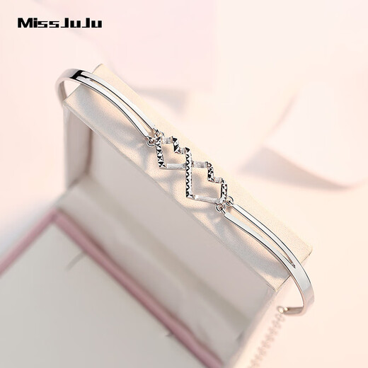 Miss JuJu pt950 platinum heart-to-heart bracelet for women, platinum fashionable and versatile bracelet, weight 8.5-8.7g