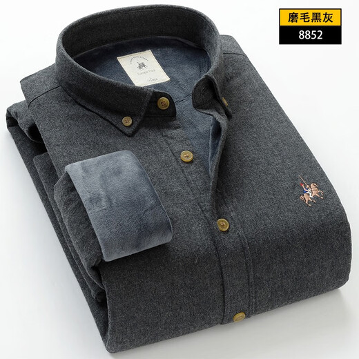 Colombass Winter Plus Velvet Engrosada camisa tibia Camisa a cuadros de manga larga de hombres