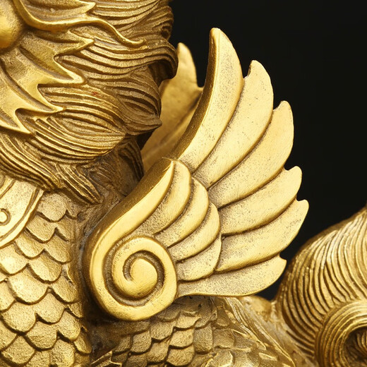 Ji Shanyuan, a pair of full bronze Qilin ornaments, home living room wine cabinet entrance office decoration, housewarming opening craft gift, large brass pair