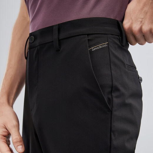 Sieben Markenmänner Casual Frühlings- und Sommer Neue Style Business Casual Fashion Vielseitige Männer schwarze Straight Long Hosen 125JH718 Black 30