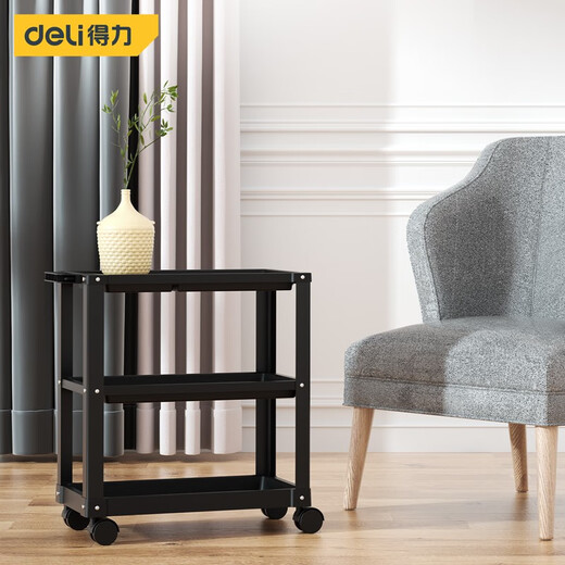 Deli tool cart trolley mobile three-layer parts cabinet combination cabinet household storage rack auto repair shop trolley box three-layer tool cart 565*265*570mm