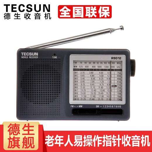 Tecsun R9012 Radio Full Band Pointer Portable Elderly Broadcasting Semiconductor English CET-4-6 College Entrance Examination Listening Test Radio Iron Gray