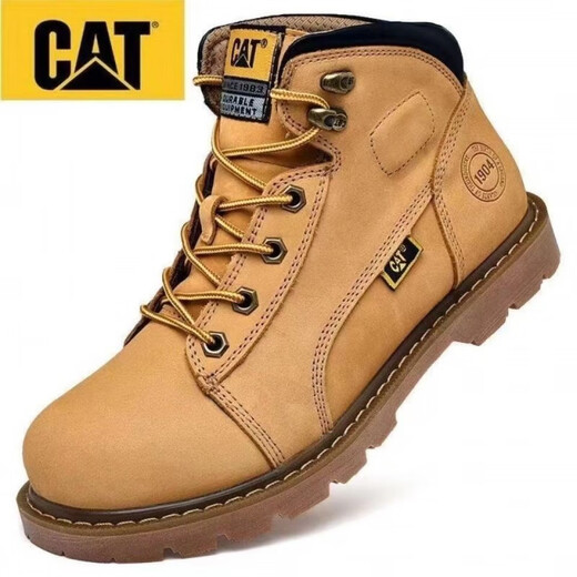 卡特彼勒卡特CAT男鞋秋季新款高帮鞋休闲户外马丁靴橡胶底经典大黄靴 8857金黄款 41