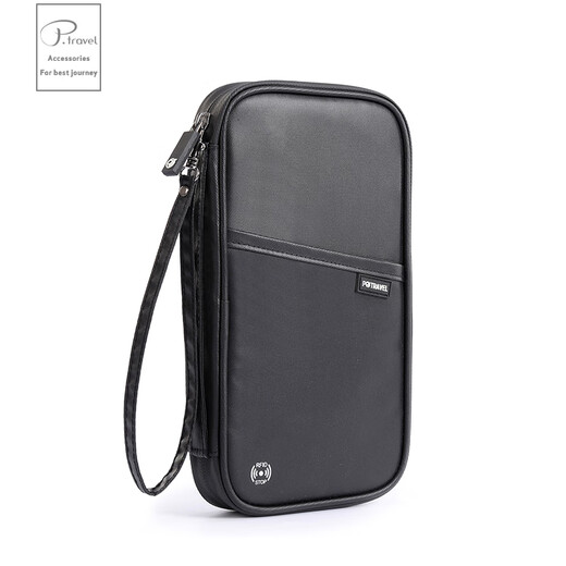 POTRAVEL.DESIGN Overseas travel passport bag, RFID shielding anti-theft card bag, ticket holder, document bag, family document storage bag, black