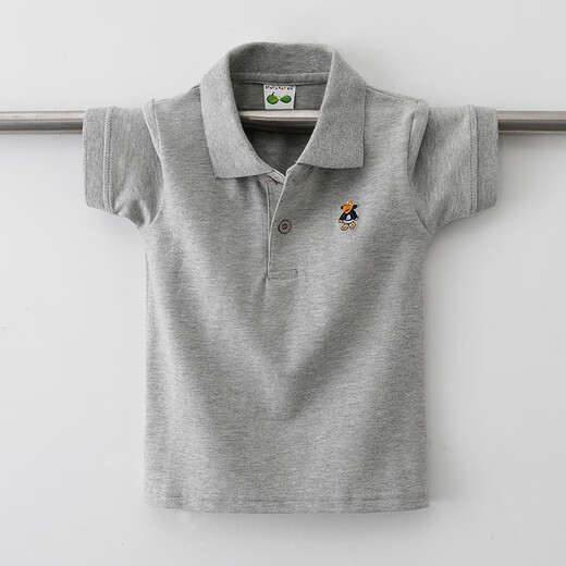 Camiseta para niños Camisa de solapa de verano de manga corta Polo de solapa de verano Ropa infantil 2024 Nuevo estilo de collar gris de middulle-manga de tamaño para niños de tamaño mediano (684) 130