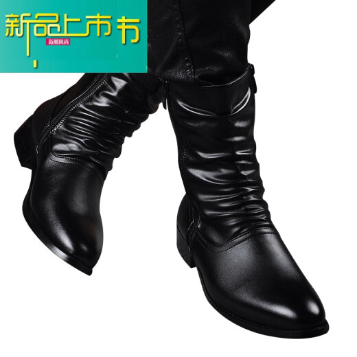 
McGrady's legendary autumn and winter men's boots trendy British men's high-top boots Martin boots men's mid-top boots inside height-increasing pointy-toe scalp boots plus cotton style not to increase height 43