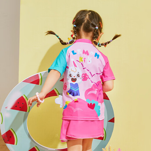Contourn de maillot de bain et filles de LemonKid Children Séchage rapide Split de taille moyenne du bain de maillot de bain pêche au bébé de taille moyenne 130