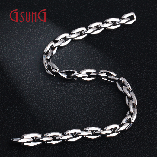 GsunG platinum PT950 men's bracelet is stylish and fashionable, new glossy cross women's invisible buckle chain, customized depository shot, single shot is invalid and will not be shipped.