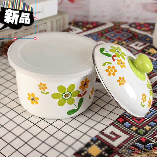Pick up cat capacity Tang porcelain lunch box bowl milk cup thickened cup rice bowl enamel eating student with instant noodle bowl Malatang pattern 16CM enamel cup 2 lids