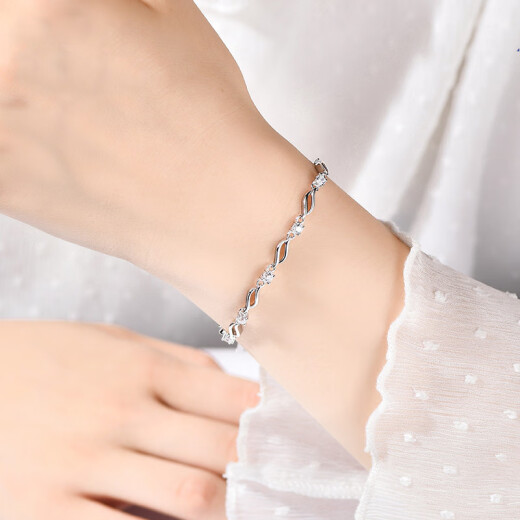 Sangma silver bracelet for women, Korean style bestie bracelet for women, simple personality, forest style silver, Internet celebrity couple's hand jewelry, fashionable silver jewelry, bestie jewelry, birthday, Chinese Valentine's Day, Valentine's Day gift, Time flies, silver bracelet (bouquet, bear + certificate)