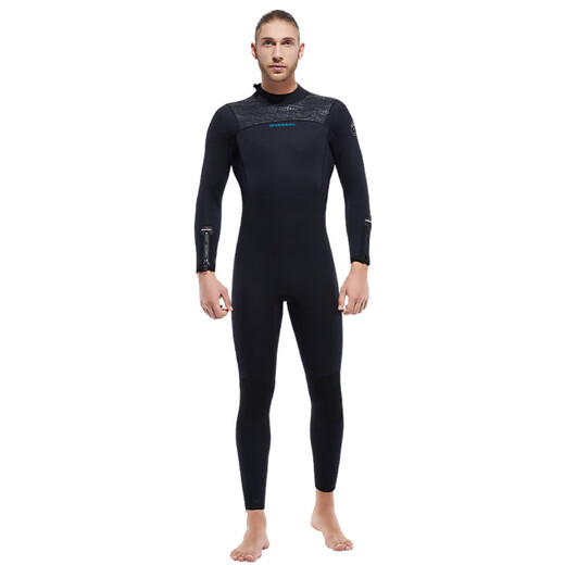 DIVE&SAIL new 5MM wetsuit plus velvet warm one-piece wetsuit thickened deep snorkeling surfing winter swimsuit men's black XL