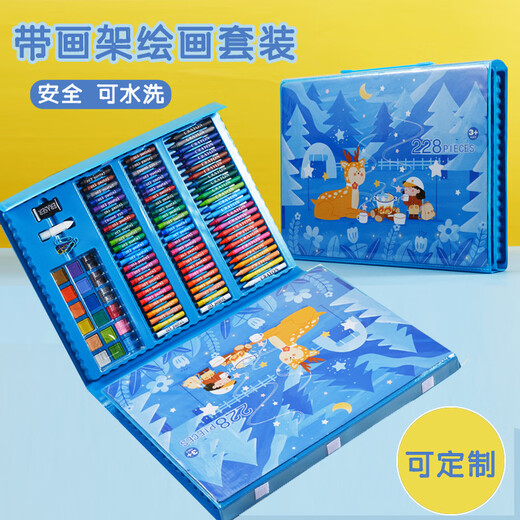 Kinderspielzeug Girls Jungen Malerei Set Pinsel Geschenkbox Kindergärtner Grundschüler 3-10 Jahre alte handgefertigte DIY-Zeichnungswerkzeuge Kunstschule Versorgung Geburtstagsgeschenk Blau Abenteuer