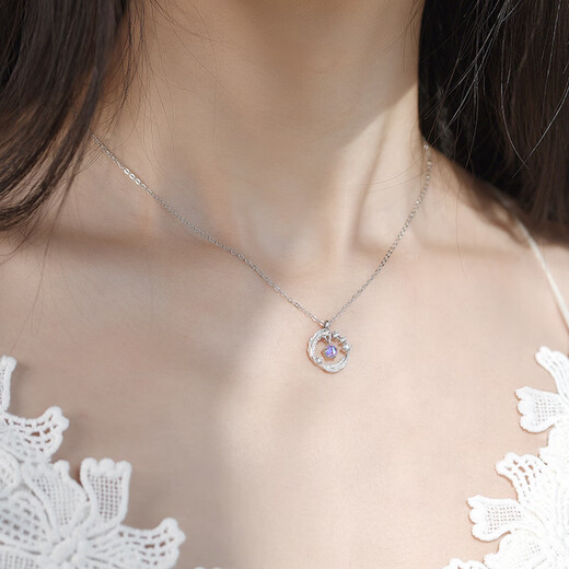 Warme Farben Pure Silver Necklace for Women Light Luxury Simple Feather Design Clavicle Chain Pendant for Women Practical Birthday Gift for Wife Glazed Stone Feather Necklace