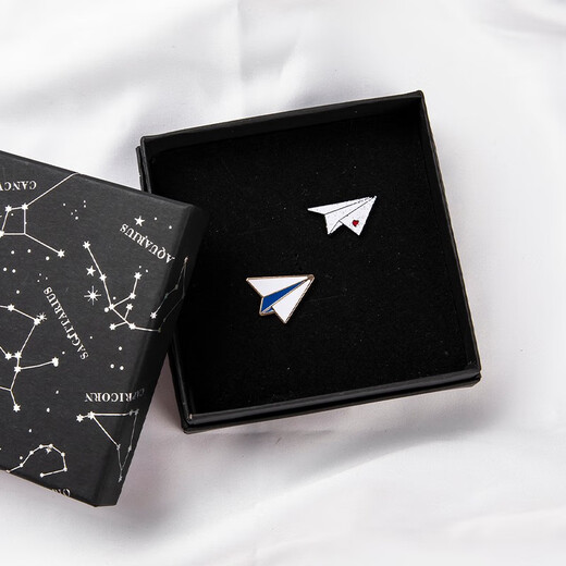EKUSTYEE small airplane brooch ins trendy men and women cute Japanese style simple personality student badge bag accessories small airplane + white paper airplane (gift box)