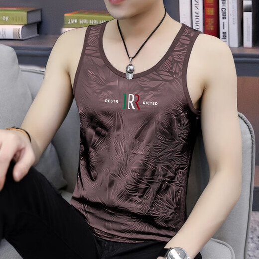 Ao Hu summer ice silk new men's sleeveless bottoming vest vest slim fit sports upper body with base and quick drying and breathable [single-piece] dark gray 4XL [160-175Jin [Jin equals 0.5 kg]]