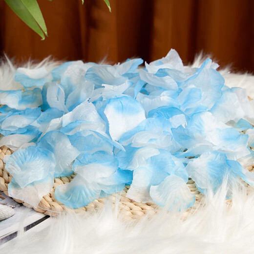 Antarctic Story Simulation Wedding Rose Petals Wedding Birthday Hand Spreading Flowers Confession Proposal Romantic Wedding Room Decoration Supplies Valentine's Day Blue and White (3 Packs of 300 Pieces)