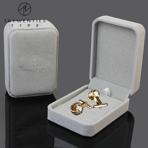 T&Twenties simple metal men's cuff buttons business French shirt cuff buttons men's formal shirt cuff buttons gift box gift box K73 gold/silver spiral