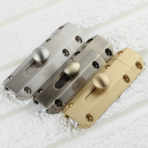 Yuruo copper latch lock European style antique copper exposed latch small wooden door door door window door buckle door bolt anti-theft white modern brushed silver