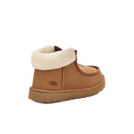 UGG new winter style women's casual and comfortable flat sole round toe zipper fashionable loafers 1143955 CNAT maroon/natural white 37