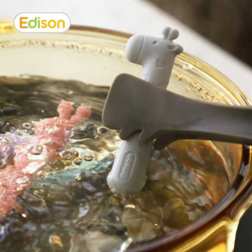 Edison imported from Korea Children's tableware Children's spoon Baby spoon fork set Portable stainless steel training fork spoon set Silicone handle High temperature