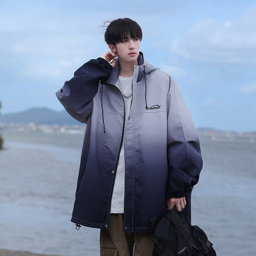 Foss Phil Gradient Jacket Men's Autumn and Winter New Couple Jacket Men's and Women's Trendy Three-Proof Outdoor Charge Top JKCY-JK9262 Phantom Black XL