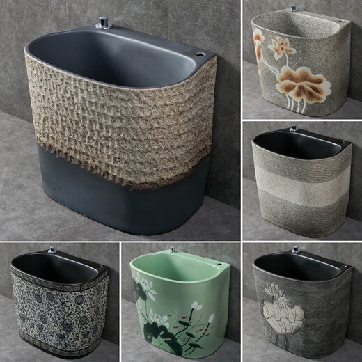 Xiangming retro art mop pool outdoor courtyard mop pool home bathroom balcony mop pool mop tank mop basin chic lotus mop pool + drain