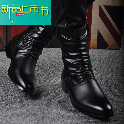 
McGrady's legendary autumn and winter men's boots trendy British men's high-top boots Martin boots men's mid-top boots inside height-increasing pointy-toe scalp boots plus cotton style not to increase height 43