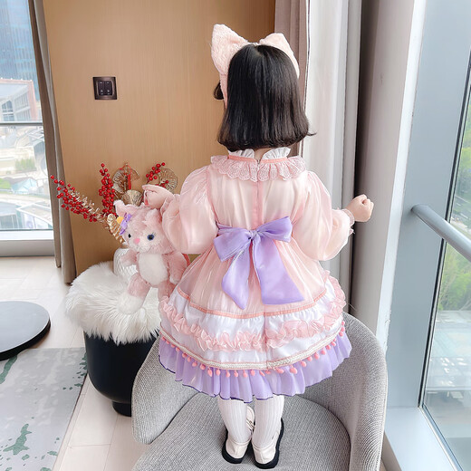 G.duck girls' Lolita dress 2025 new autumn and winter style birthday princess dress fashionable children's dress 120 size recommended 105-115cm 4-5.2 years old autumn style skirt + headwear