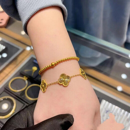 Vatican-made old Phoenix gold store style gold-wrapped 999 sterling silver four-leaf clover bracelet female forest simple ins five-flower bracelet bracelet