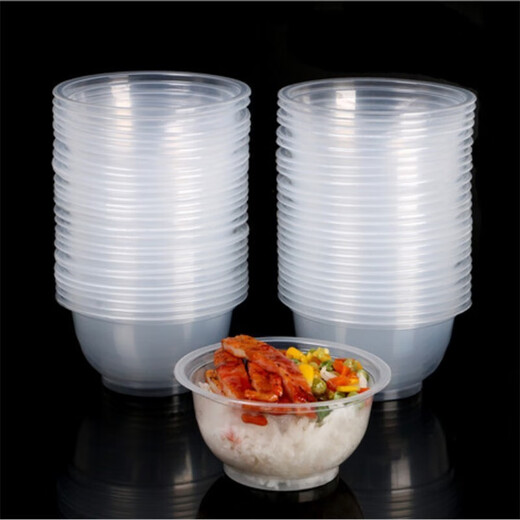 Weiqing disposable bowls and chopsticks set plastic bowl transparent thickened round small soup bowl banquet commercial household bowl 360 bowls + chopsticks 100 each