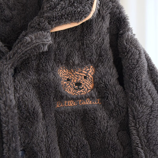 Langsha Pajamas Coral Velvet Men's Coral Velvet Automne et hiver Plus Velvet Les vêtements de revers épaissis en velours peuvent être portés à l'extérieur pour un ensemble simple de deux pièces [épaissi] Broidered Bear 2xl [145-175jin [Jin est égal à 0,5 kg]]]